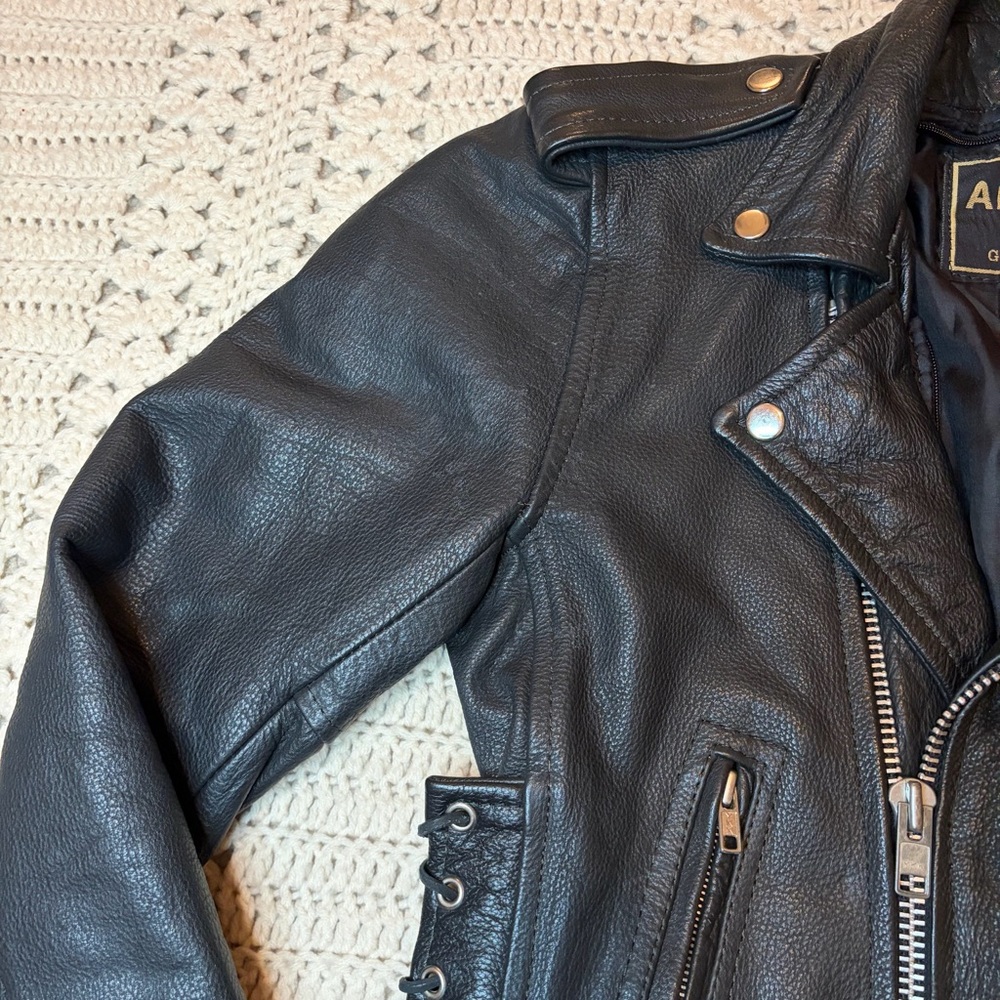 American Top Vintage Black Leather Motorcycle Jacket Size 36 - Unisex - Picture 5 of 16